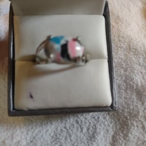 New women's white blue black pink size 8 1/4 ring